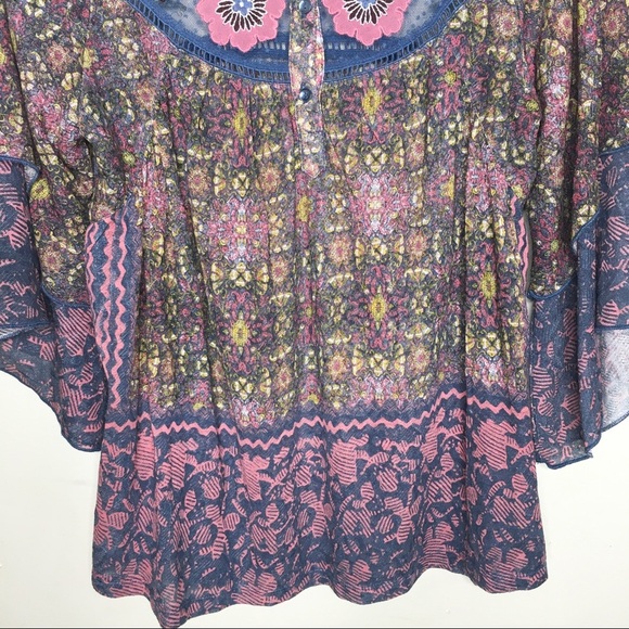 Anthropologie Postmark Ciutadella Embroidered Peasant Boho Top - Picture 12 of 14